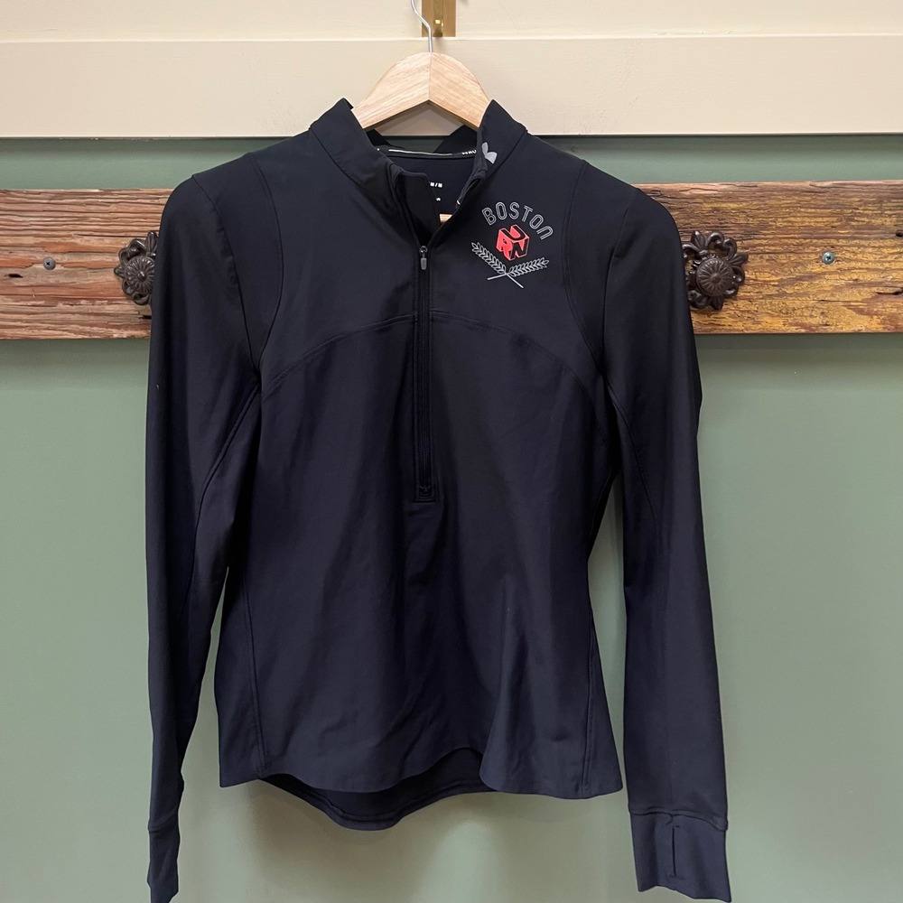 Under‎ Armour Boston Run HeatGear Half Zip Pullover Black Womens Medium Fitted